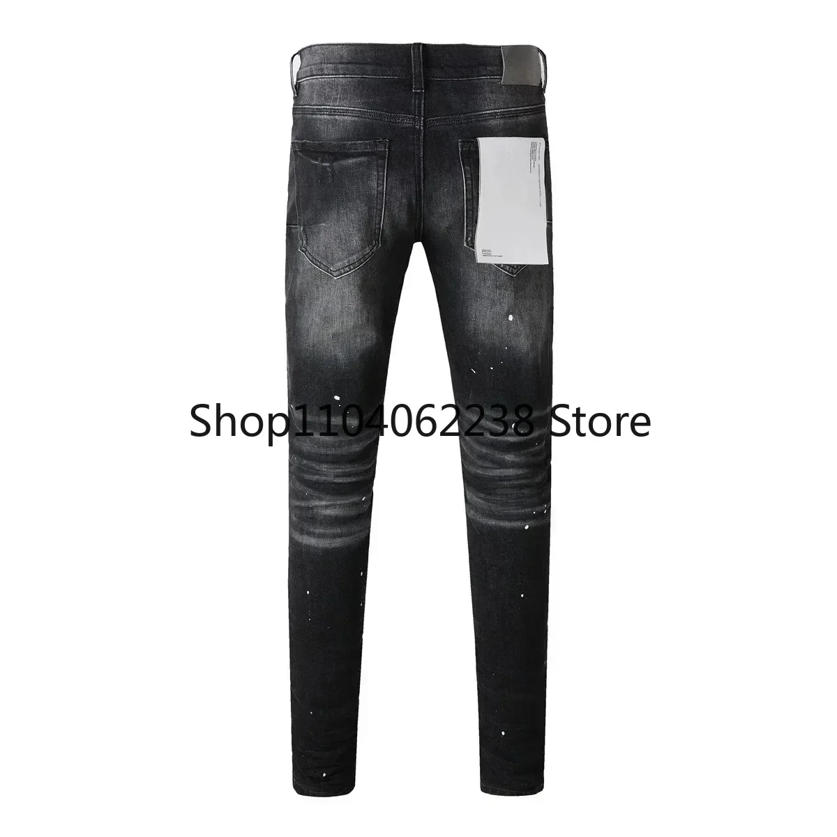 2024ss New Purples jeans Men Fashion High street brands paint distressed Repair Low Rise Skinny Denim pants