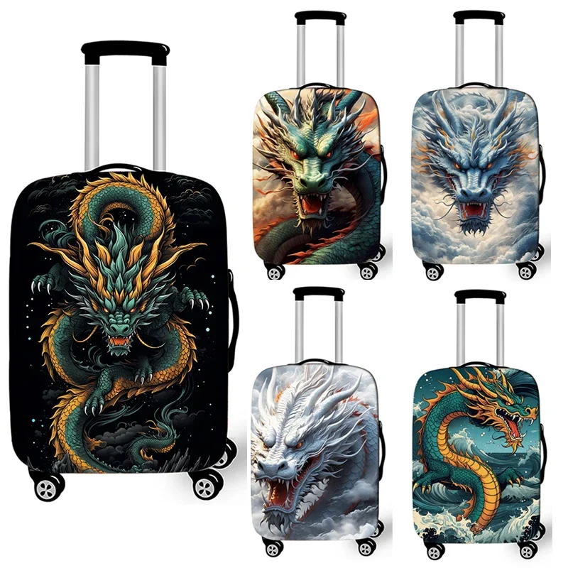 Nette-Juste de bagage imprimée dragon chinois, étui à roulettes élastique, housse de protection, housse de valise anti-poussière pour voyage