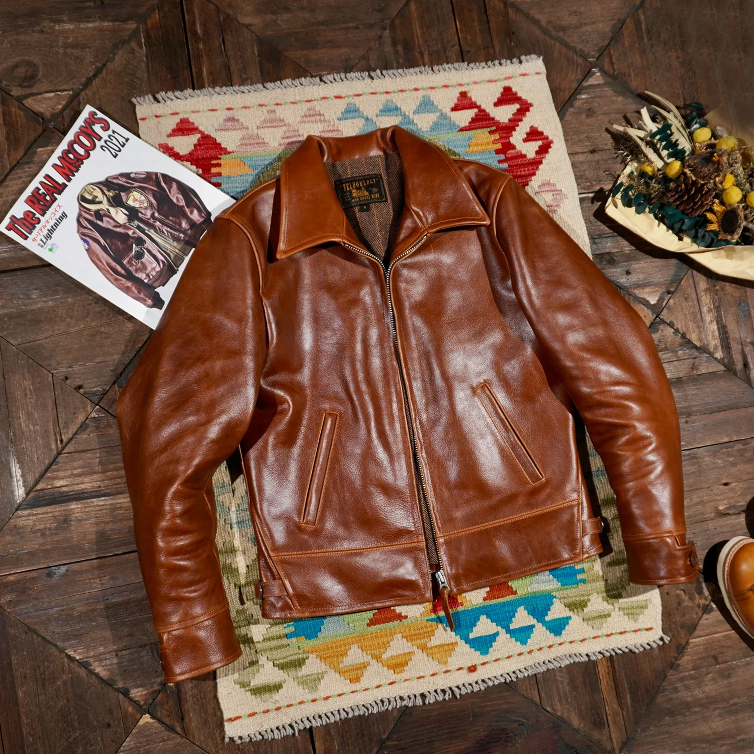 Blunt Razor American Vintage Classic 1930 Oil Waxed Horsehide Leather Jacket Motorcycle Short Jacket Man