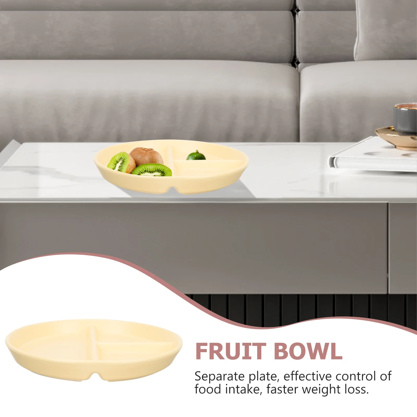 

Ceramic Food Plate 3-Compartment Divided Serving Plate for Snack Salad Cake Candy Practical Office School Canteen Use