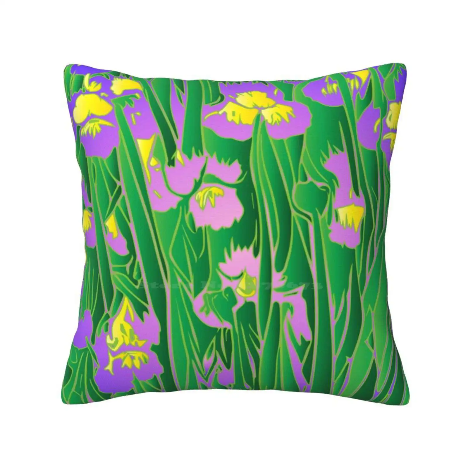 Field Of Irises Pillows Case Bedroom Home Decoration Irises Petals Inspired Garden Spring Pretty Beautiful Pinks Flowers Wild