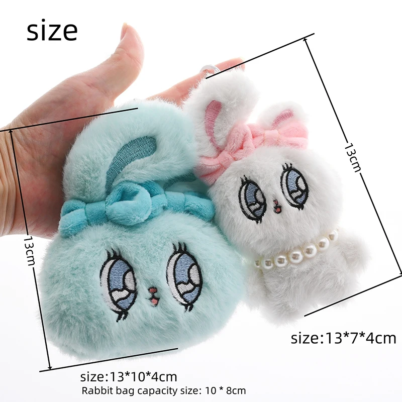 Cartoon Cute Big Eyes Sweetheart Bunny peluche bambola portachiavi Lovely Bunny portamonete borsa per cuffie ciondolo regalo di compleanno per bambini