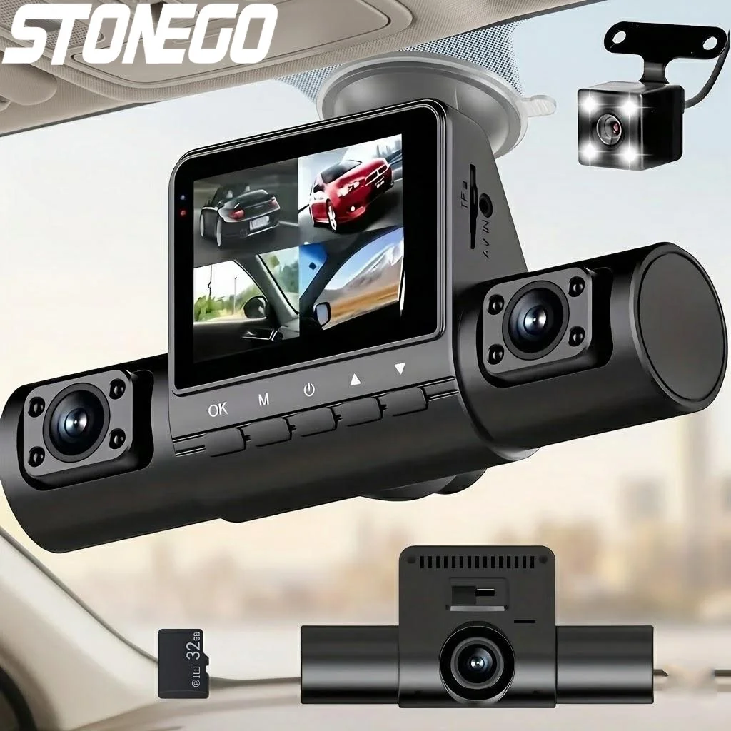 4 Lens Dash Cam 1080P Full HD Wide Angle Loop Recording IPS Screen Car DVR Vehicle Camera Backup Rear Front