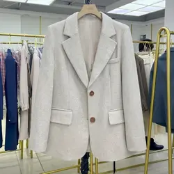 UNXX giacca Blazer di lana temperamento grigio da donna doppiopetto coreano autunno inverno 2023 nuova tuta capispalla