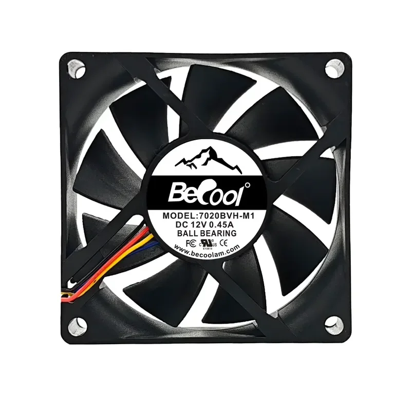 High Speed CPU Fan for Leopard 7020 7cm 12V Server Chassis Fan with 4-Wire Temperature Control Speed Regulation