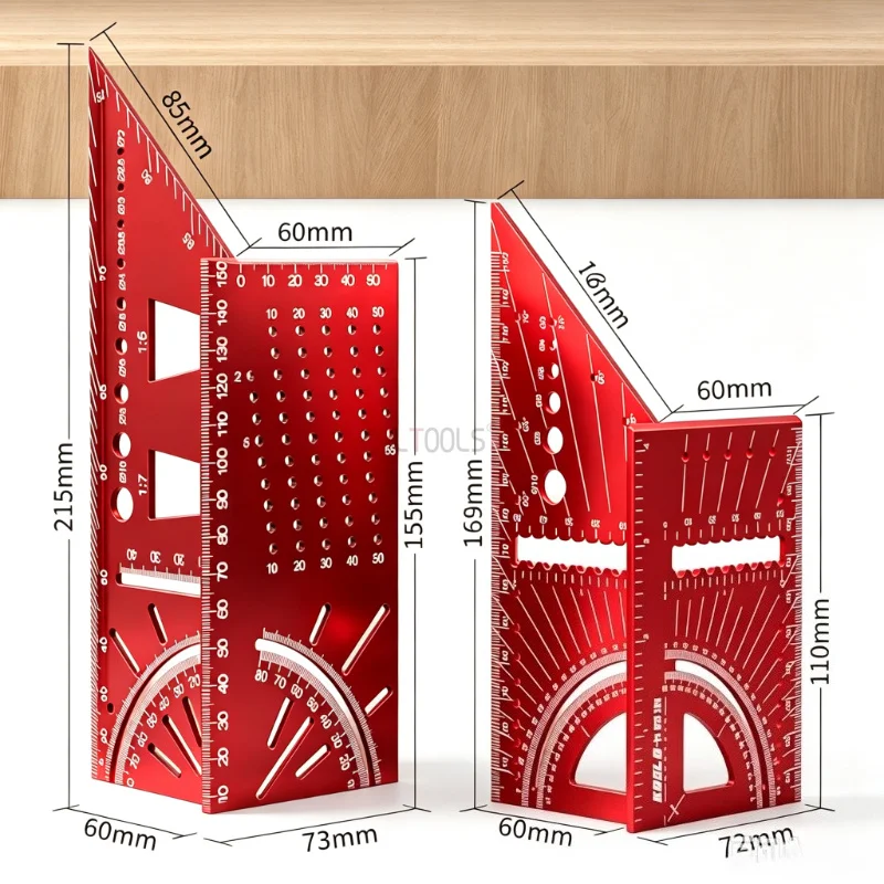 3D Woodworking Positioning Square Carpenter Scribing Gauge Punch Locator Multi‑Purpose Protractor Marking Drilling Layout Ruler
