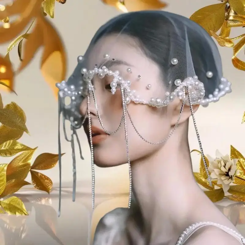 

Элегантный жемчуг, свадебные аксессуары для волос, короткие женские свадебные аксессуары для волос из бисера, реквизит для фотосъемки