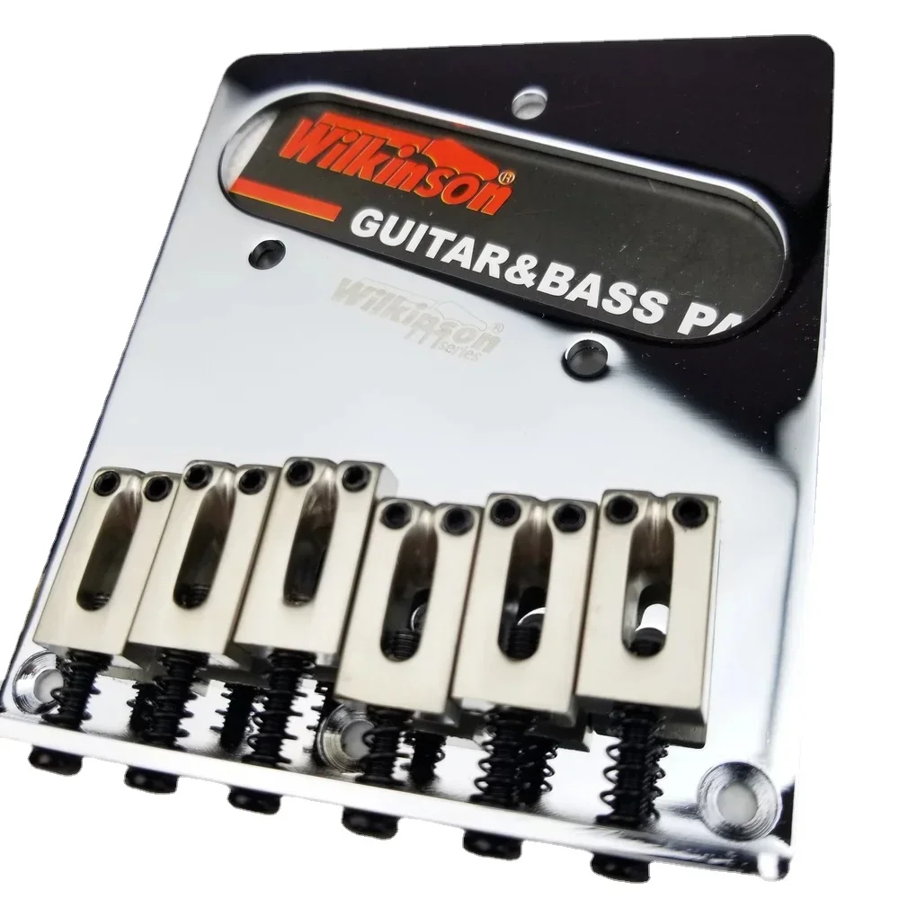 Wilkinson 52.5mm(2-1/16 inch) 6 Saddles Modern Tele Bridge for American Standard Telecaster Guitar Chrome WOT03