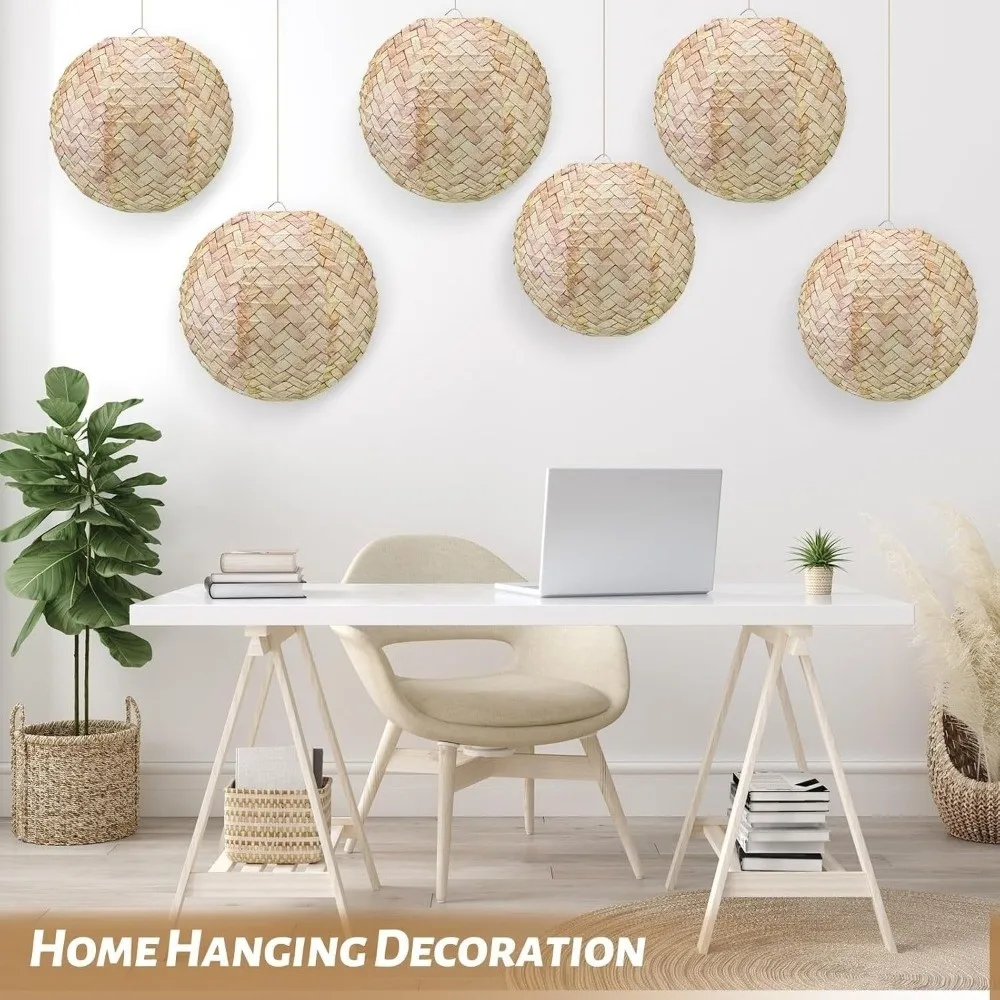 

Imitation Bamboo Woven Round Paper Lanterns Foldable Rustic Festival Lantern Handmade Hanging Lamp Ball Lantern Festival