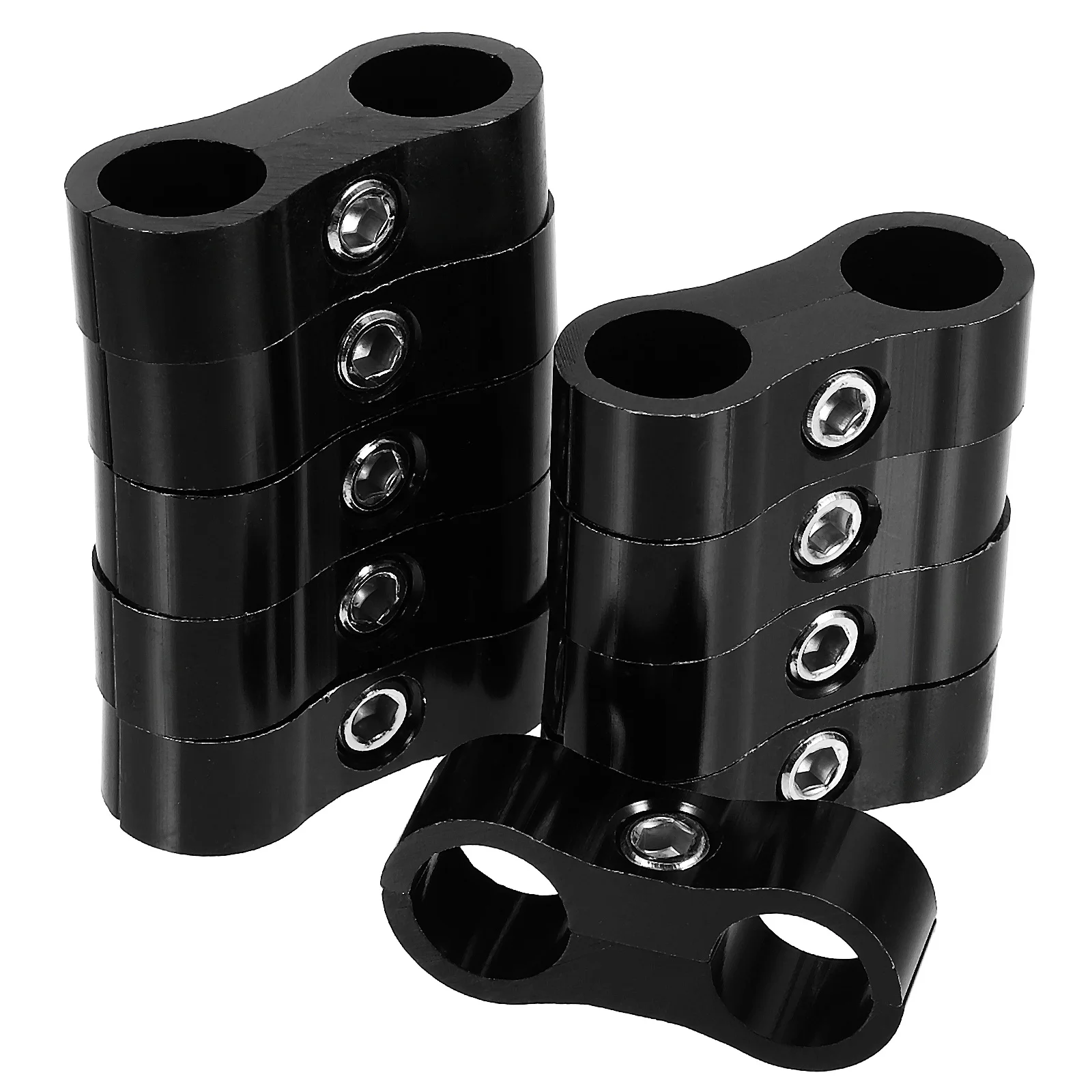 

10Pcs Aluminum Alloy Double Tube Clamp Automotive Fuel Hose Separator Clamp Mounting Clamps Brake Line Pipe Fittings
