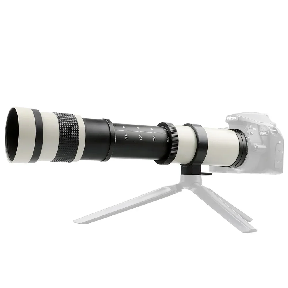 라이트도우 420-800mm f/8.3 수동 줌 슈퍼 망원 렌즈 + T-마운트 (풀 프레임) 캐논 니콘 소니 후지 M43 펜탁스 L 마운트용