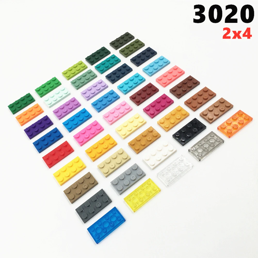 50pcs/lot MOC Parts 3020 Plate 2x4 Compatible Figures Bricks DIY Assmble Building Blocks Particle Kid Puzzle Brain Toys Gift