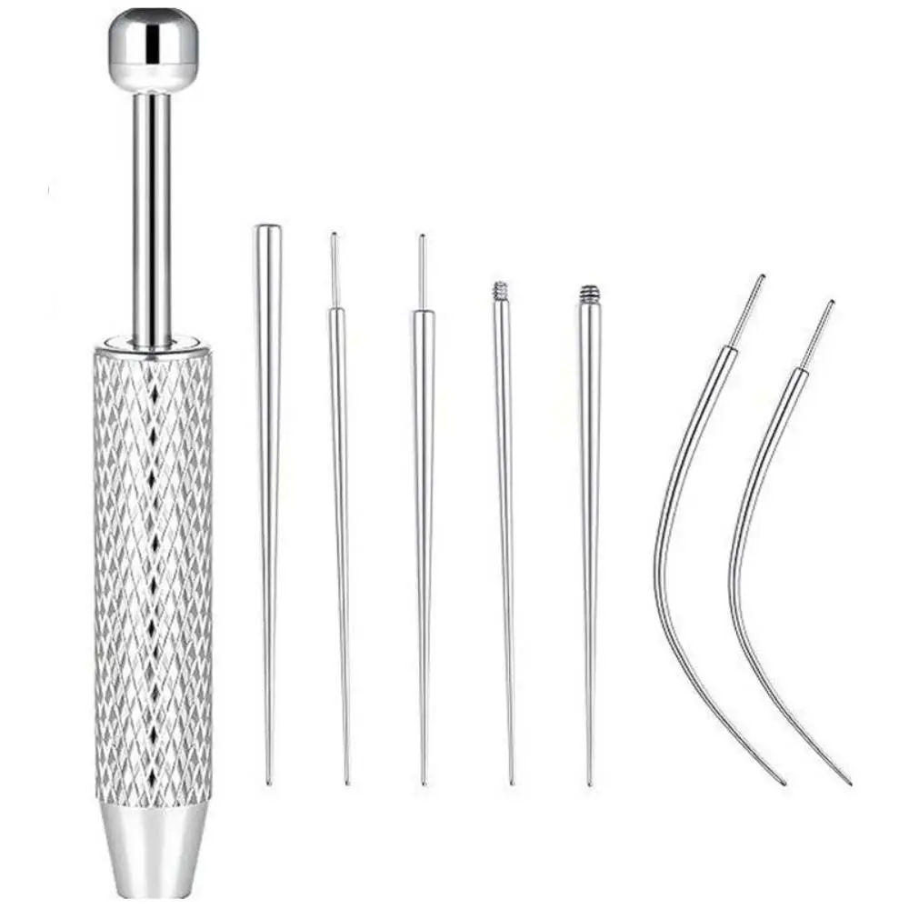 6/8/10/12pcs Stainless Steel Piercing Taper Tool Earring Applicator Earring Tool Puncture Connecting Pin Professional