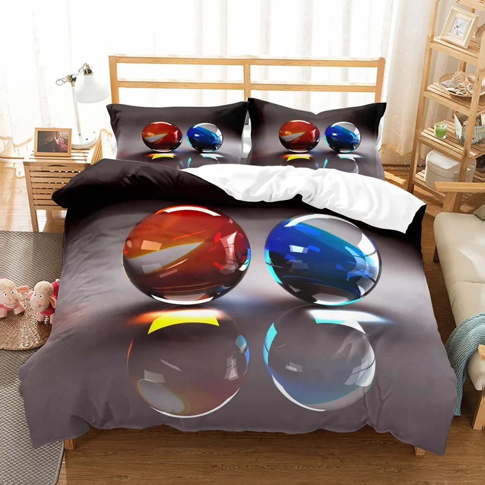 Glass Ball Duvet Cover Set Microfiber Colored Transparent Marbles Bedding Set Childhood Toys for Boy Teen Queen King Quilt Cover