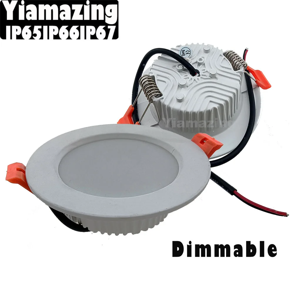 Luz descendente LED para exteriores, lámpara de techo blanca regulable IP67 de 220V, resistente al agua IP65, IP66, 7w, 9W, 12W, 15W, 18W, para cocina y baño