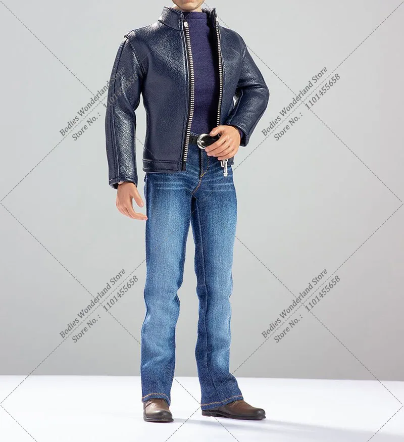 Speelgoedcentrum CEN-M10 5 Stks/set 1/6 Schaal Mannelijke Soldaat Leren Jas Jeans Lange Mouwen Shirt Leren Schoenen Passen 12 ''Actiefiguur