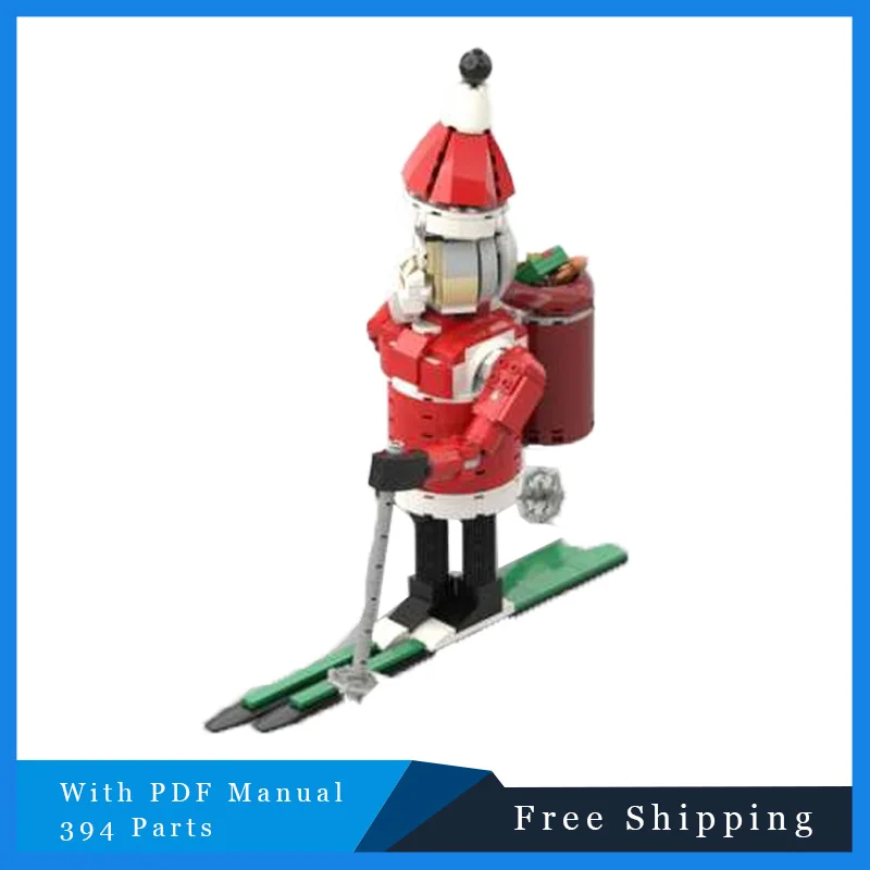 394 ELEMENTY Święty Mikołaj na nartach Brickheadz Modułowy Kreatywny Model z Klocków Festiwalowy Zestaw do Samodzielnego Montażu Puzzle dla Dzieci Prezent Świąteczny