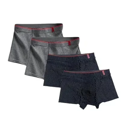 4PCS Stripe Boxers Briefs Men Underwear Knickers for Men Panties Underpants Shorts Fashion Lingerie Under Wear Sexy Boxer