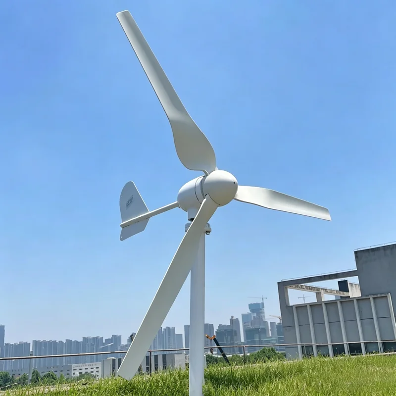 Low Noise 4KW Horizontal Axis Wind Power Generator 24V 48V Built‑in MPPT Controller Small Home Wind Energy System From factory
