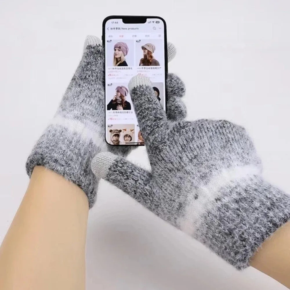 outdoor-winter-cap-gloves-scarf-set-thickened-knitted-women-skullcap-windproof-gradient-color-cycling-beanies