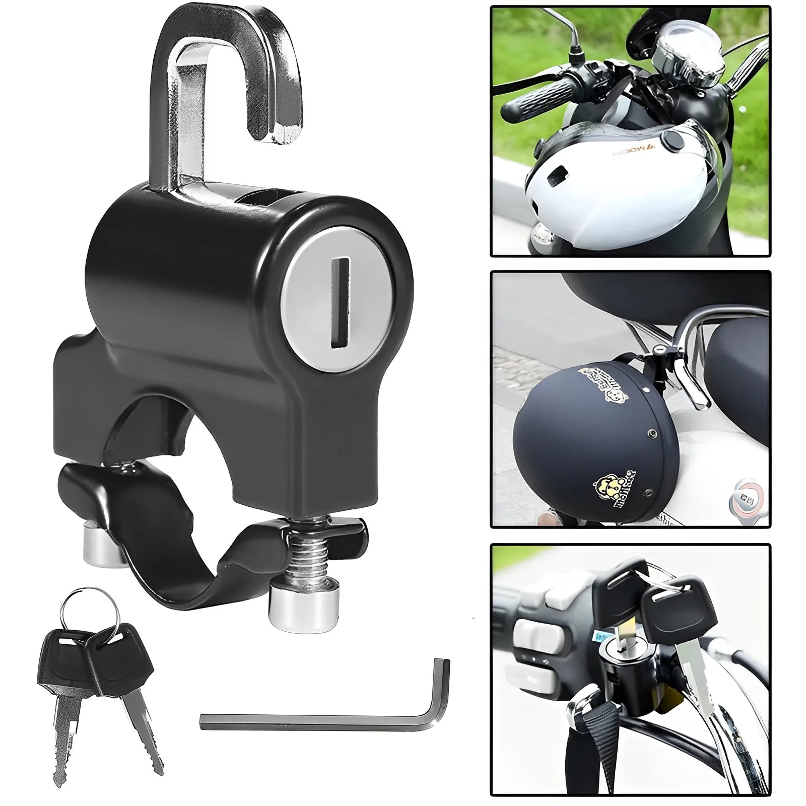 

Motorcycle Helmet Lock Anti-theft Waterproof Anti-rust Metal Lock Universal Security Metal Lock 22mm-26mm Motorcycle Accessories