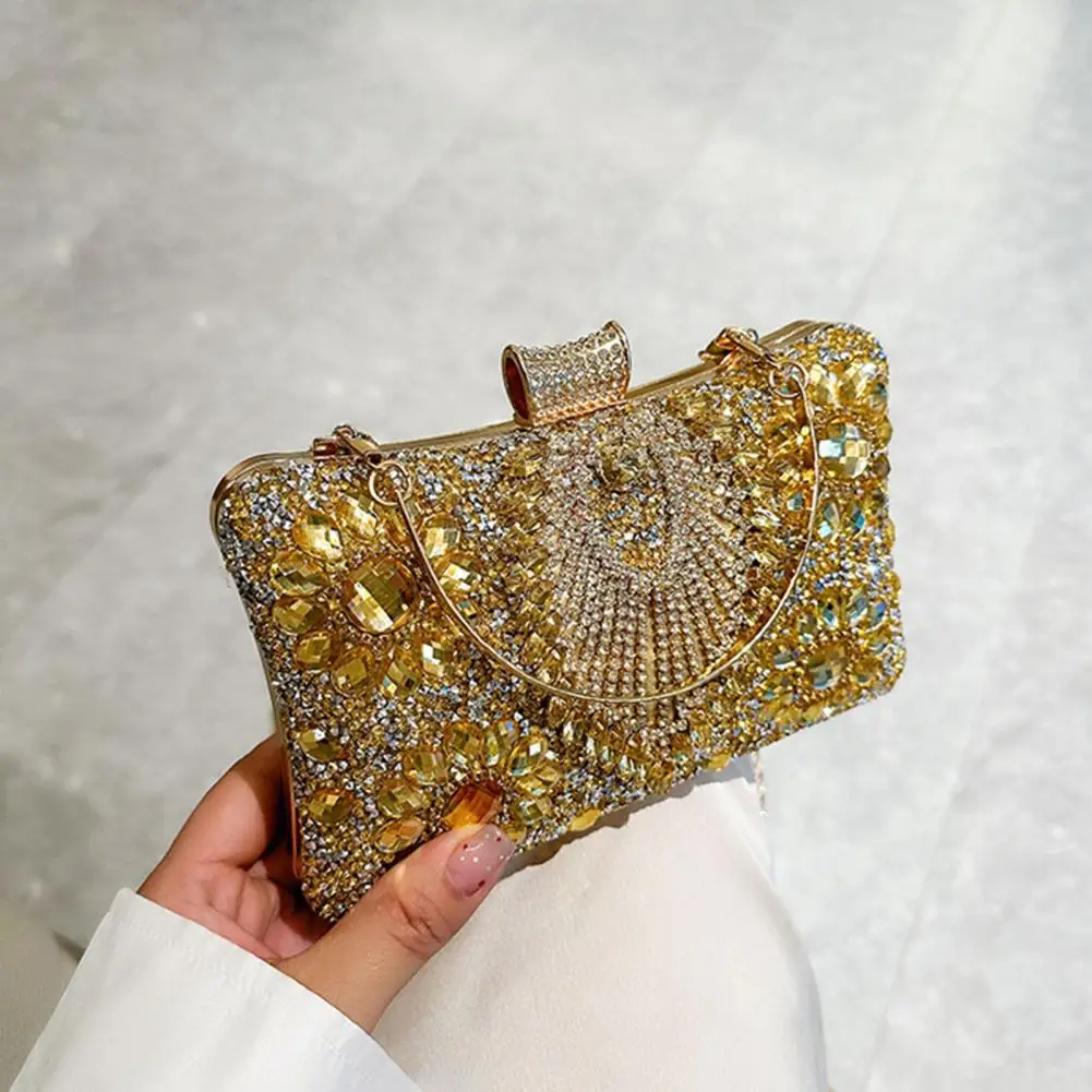 

Rhinestone Evening Clutch Elegant Rhinestone Evening Bag with Slim Chain for Women at Prom Cocktail Parties for Lipsticks