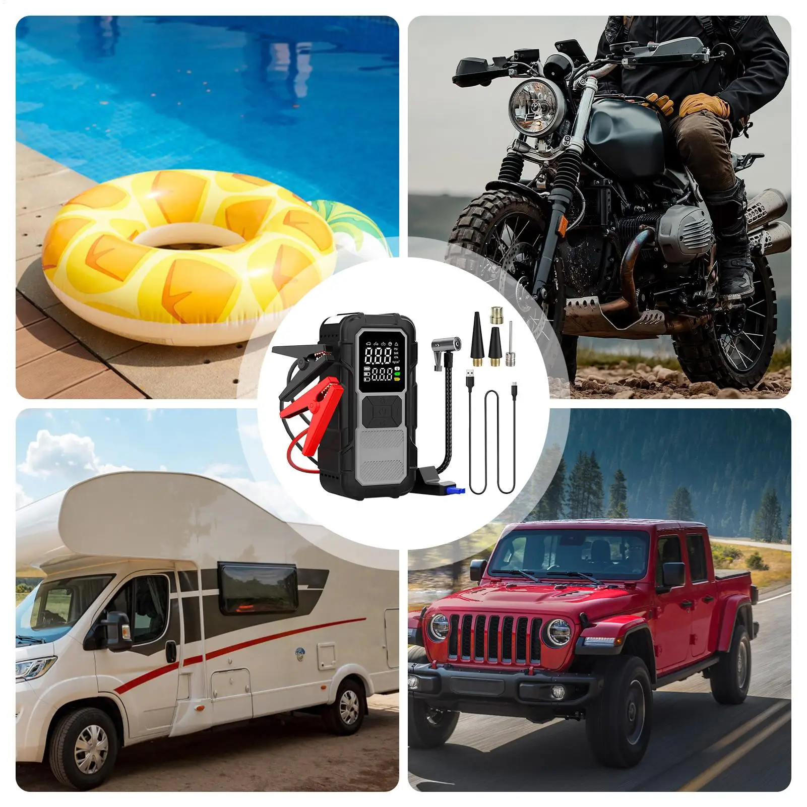 Jump Starter For Car Cold Winter LED Light Power Bank Battery Jump Starter For Outdoors For Inflating Tires Long Trips Urban