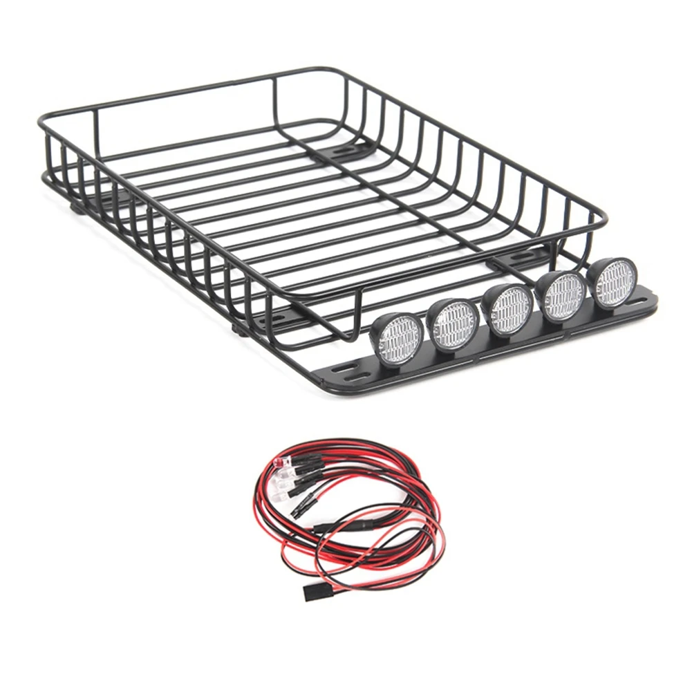 Metal Roof Rack with 5 LED Lights for 1/10 RC Crawler Car Traxxas TRX-4 Axial SCX10 90046 SCX10 III