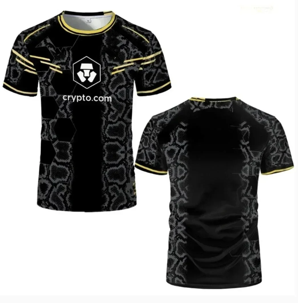 Herren-T-Shirt im Fight-Style, schwarz-gold, für MMA-Training, sportliches T-Shirt, ideal für den Sommer, schnelltrocknend, für Fitness und Boxen, 3D-Druck. – Detail 17