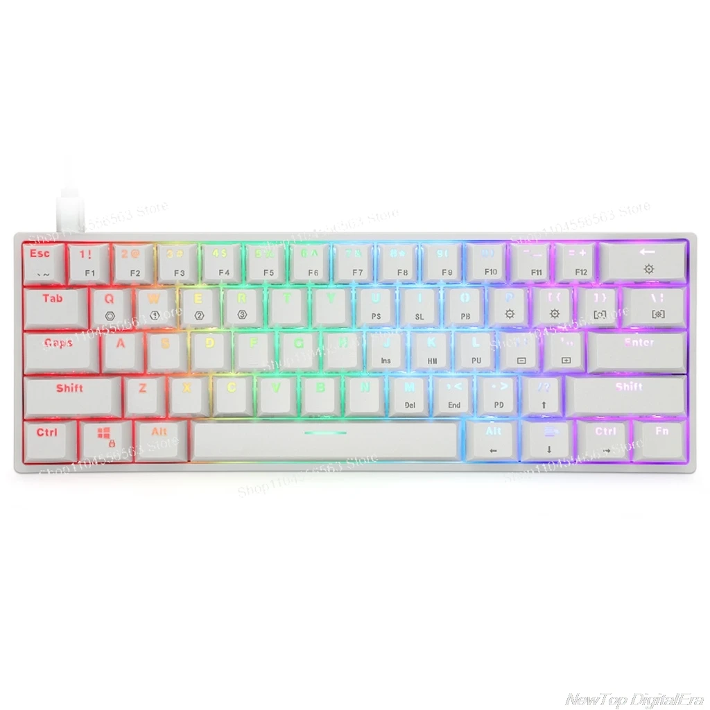 

GK61 SK61 61-клавишная механическая клавиатура USB Проводная светодиодная подсветка Ось игровая механическая клавиатура Оптические переключатели Jy17 19