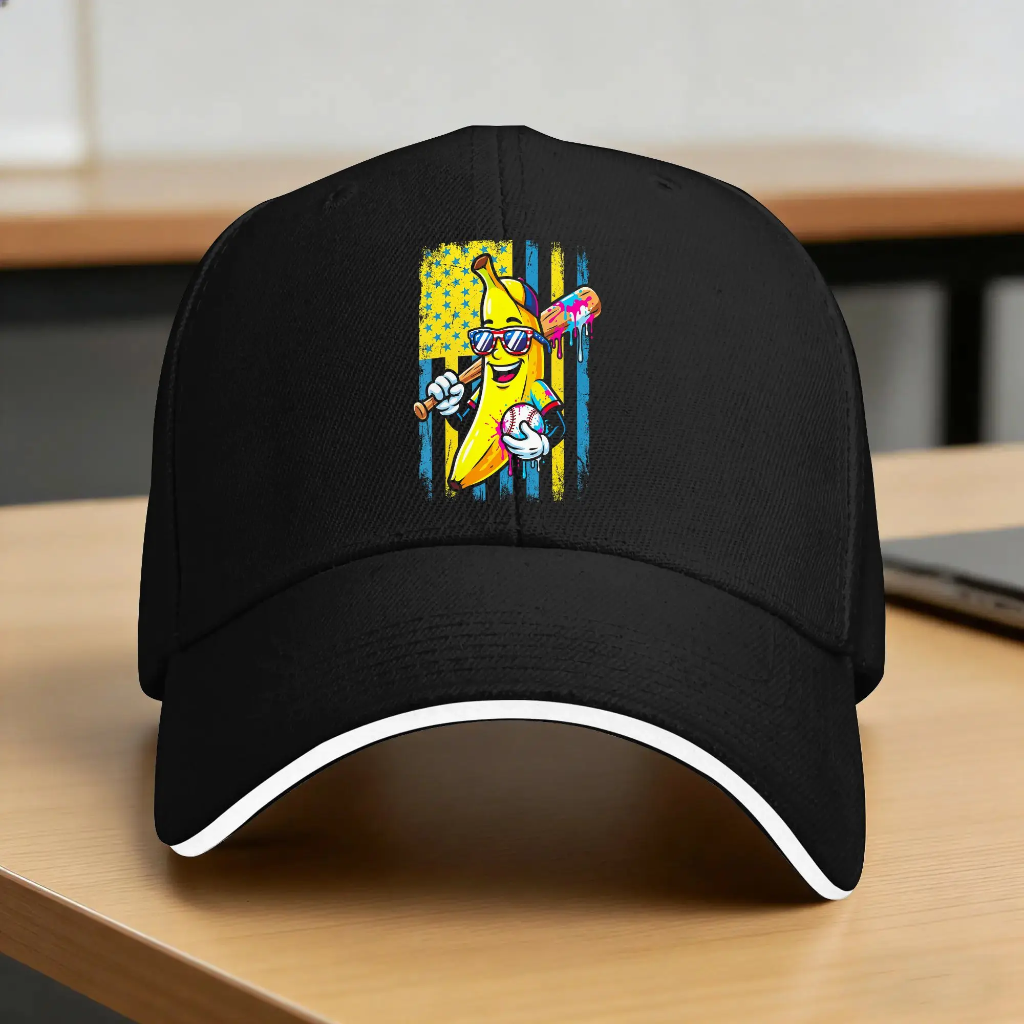 Funny Banana Drip American Flag  Baseball Cap  Female Male Print Trucker Hat Spring y2k Funny Kpop Rock Snapback Cap