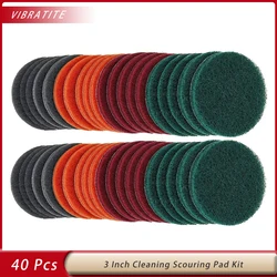 40PCS 3 inch Scrub Pads Headlight Restoration Kit Scouring Pad Hook and Loop Car Hub Cleaning Auto Painting Polishing Sanding