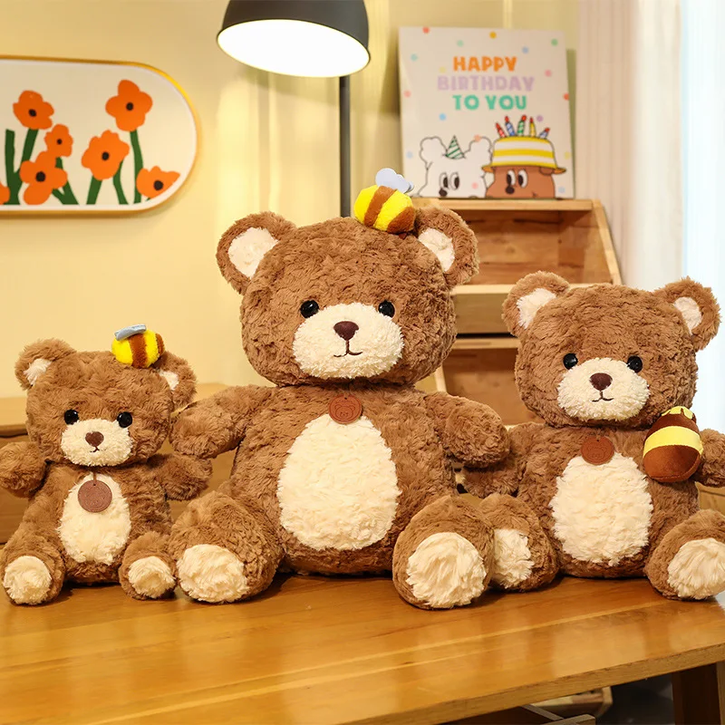 

Kawaii Brown Bee Bear Plush Toys Bear Pillow Doll Teddy Bear Soft Birthday Gift Toy Big Claw Machine Stuffed Animal Toys