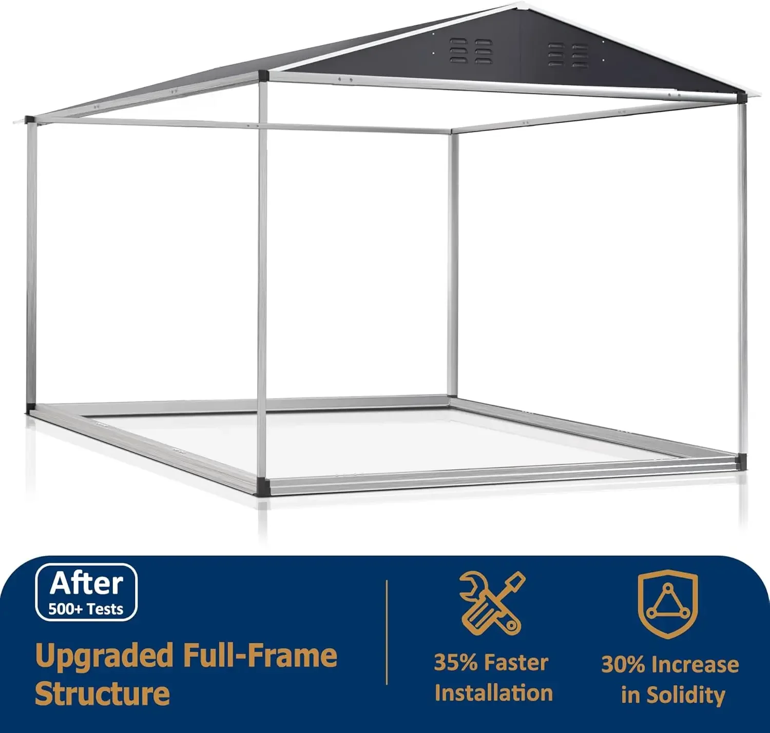 8' x 12' Outdoor Steel Storage Shed with Updated Frame Structure, Metal Shed Upgrade Height Ideal for Garden