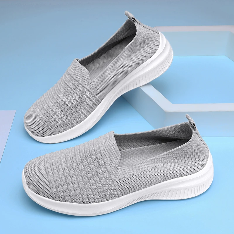 YISHEN Women Vulcanized Shoes High Quality Sneakers For Women Slip On Platform Flats Shoes Knitting Loafers Zapatos De Mujer