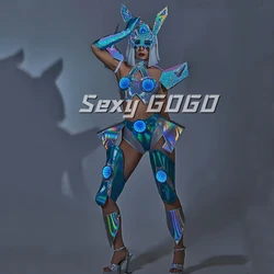 Tech Style Pole Dance Clothing Laser Gogo Dancer Costume Women Cosplay Outfit Bar Nightclub Ds Dj Stage Festival Wear XS8493
