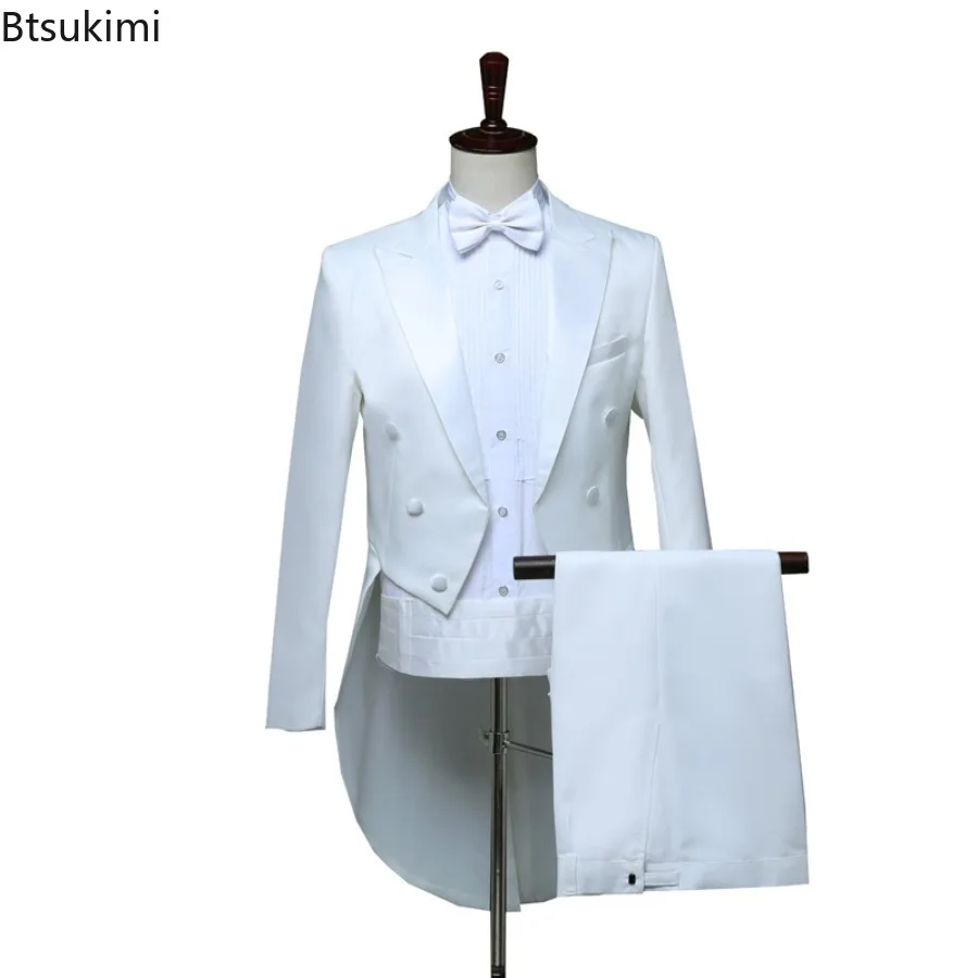 New Men's Dress Tuxedo Suit Magic Performance Conductor Costume Singer Show Dress Jazz Dance Competition Clothes Two Piece Sets