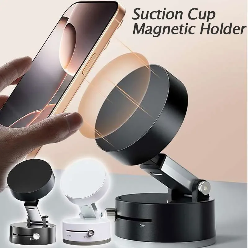 새로운 스타일 마그네틱 360도 회전 메탈 휴대폰 거치대 범용 브래킷 접이식 샤프트 디자인 흡착판 안정적인 낙하 방지