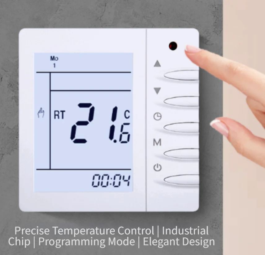 Smart Programmable LCD Floor Heating Thermostat Digital Temperature Controller Weekly Schedule 5A AC220V Wall Mount