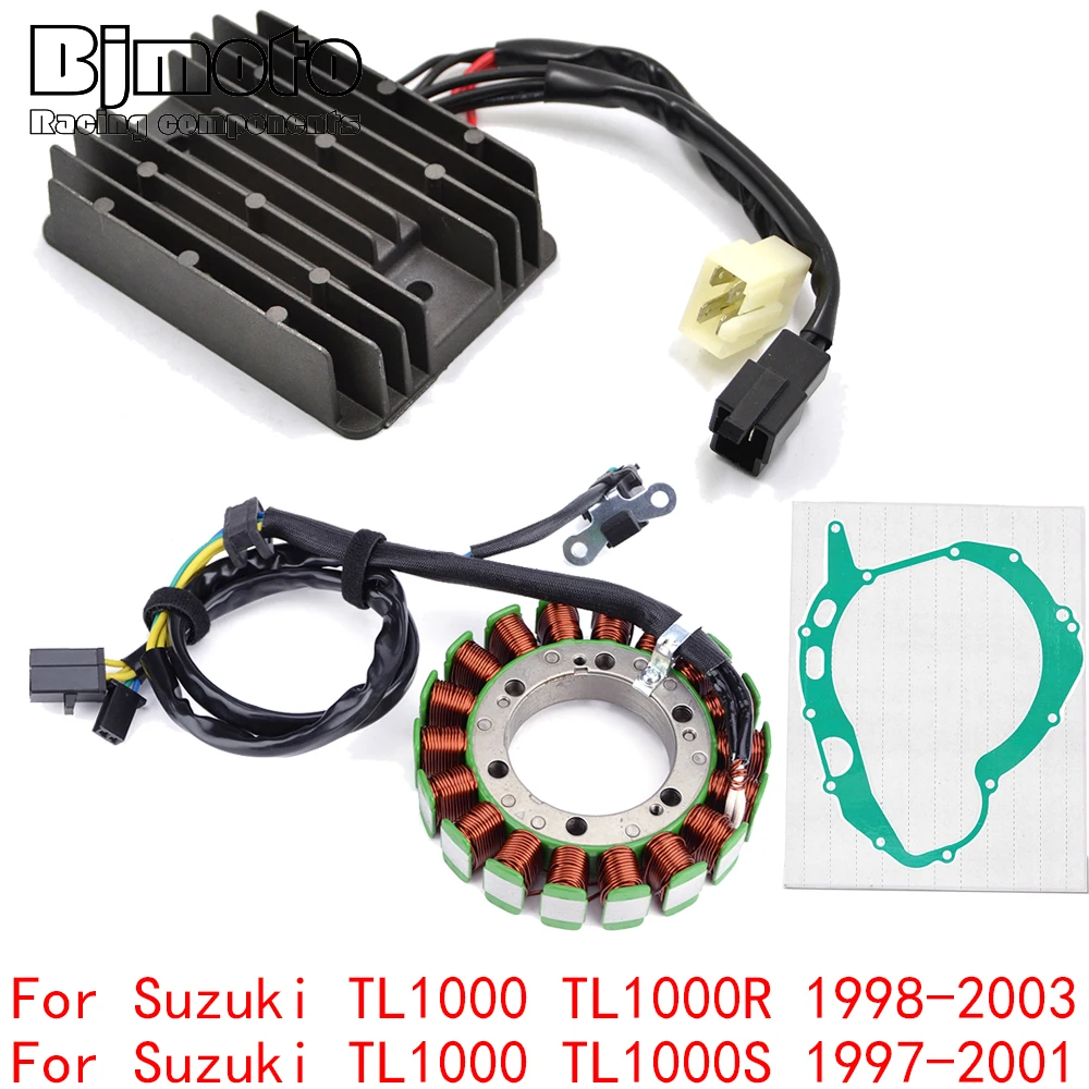 TL1000 2003 Engine Stator Coil+Voltage Regulator rectifier For Suzuki TL1000 TL1000R TL1000S TL 1000 R S 1997-2002 With Gasket
