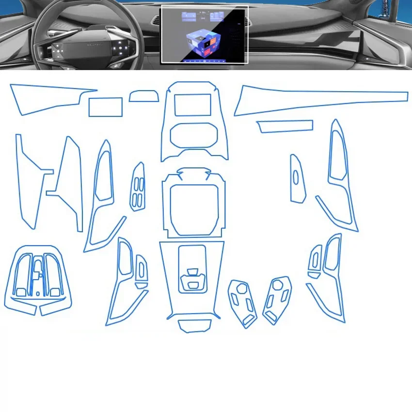 

Прозрачная защитная пленка из ТПУ для HiPhi Z, наклейка для салона автомобиля, центральное управление, навигационный экран, дверные автомобильные аксессуары