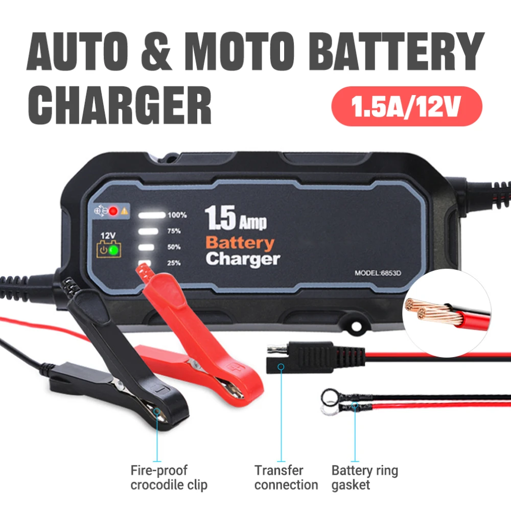 

Интеллектуальное устройство для обслуживания зарядного устройства 12 В, 1500 мА — полностью автоматическое со светодиодными индикаторами для автомобильных и морских применений