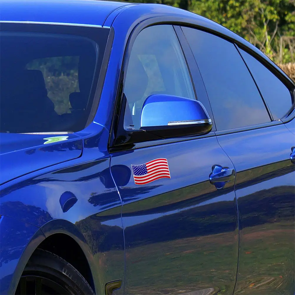 2Pcs Car Sticker Set Metal American Flag Decals Waterproof Automotive Bumper Emblems for Trucks Cars Motorcycles Usa