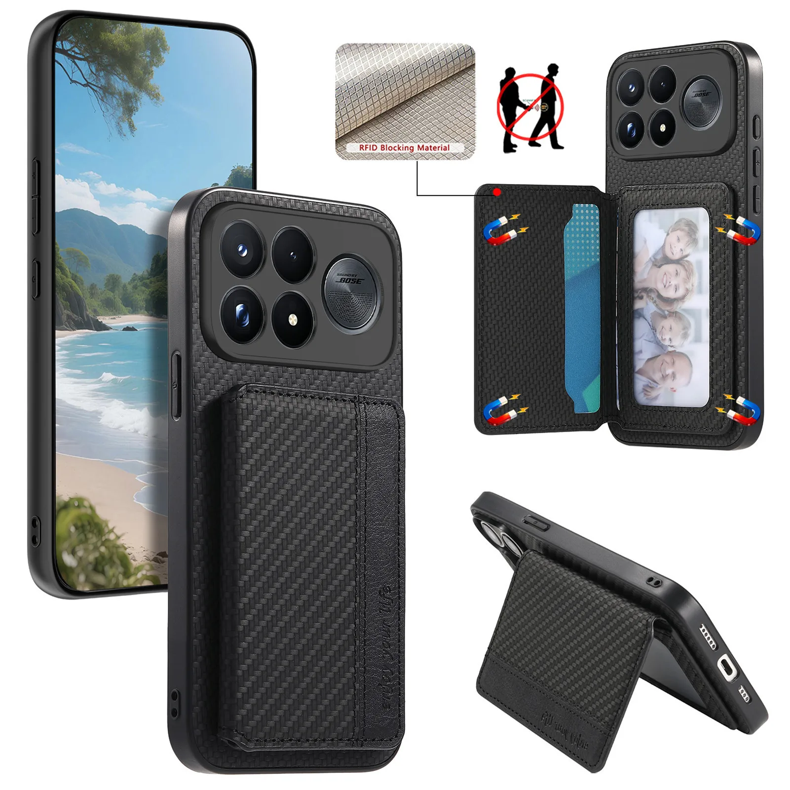 For POCO F9 Ultra Case Luxury Magnetic Leather RFID Blocking Wallet With Card Holder Shockproof Back Cover Accessories