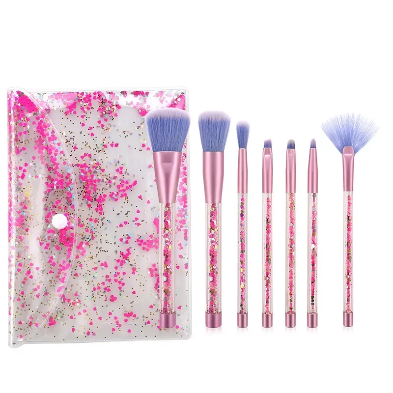 Fashion 7pcs/set Makeup Brush Set Glitter Shinny Crystal Foundation Blending Power Contour Face Cosmetic Beauty Make Up Tool Set