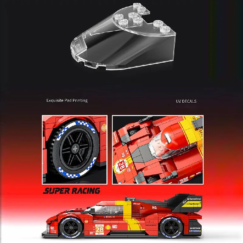 Technik 499p vermelho carro de corrida blocos de construção conjunto esporte seep hypercar montagem tijolo modelo kit brinquedos adulto criança presente aniversário 980 pçs