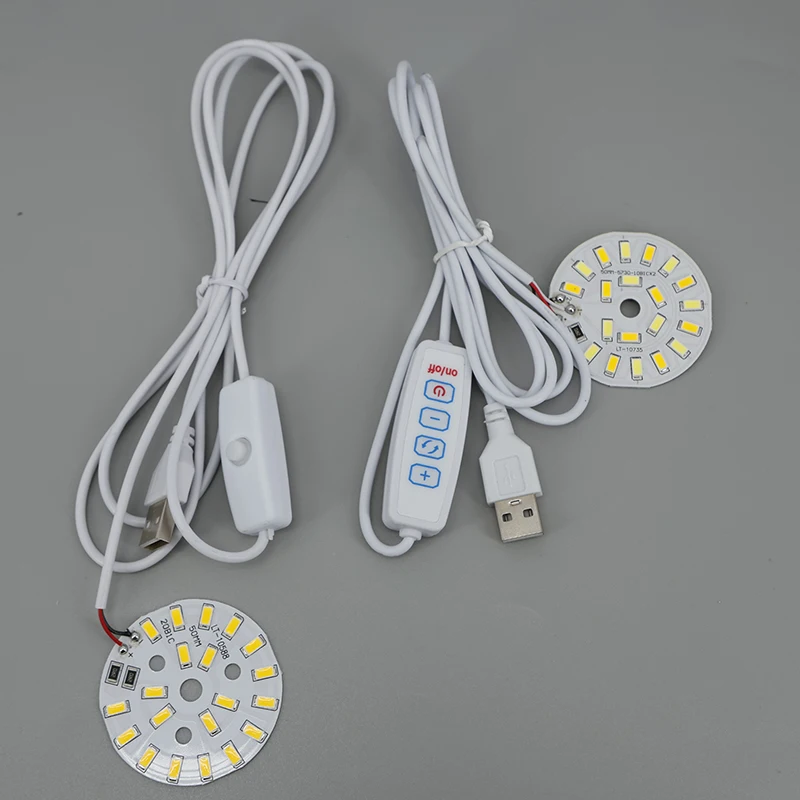 

USB DC 5V Dimmable warm white nature light 50mm LED Chips 5730 SMD LED Lamp Adjustable Bulb k