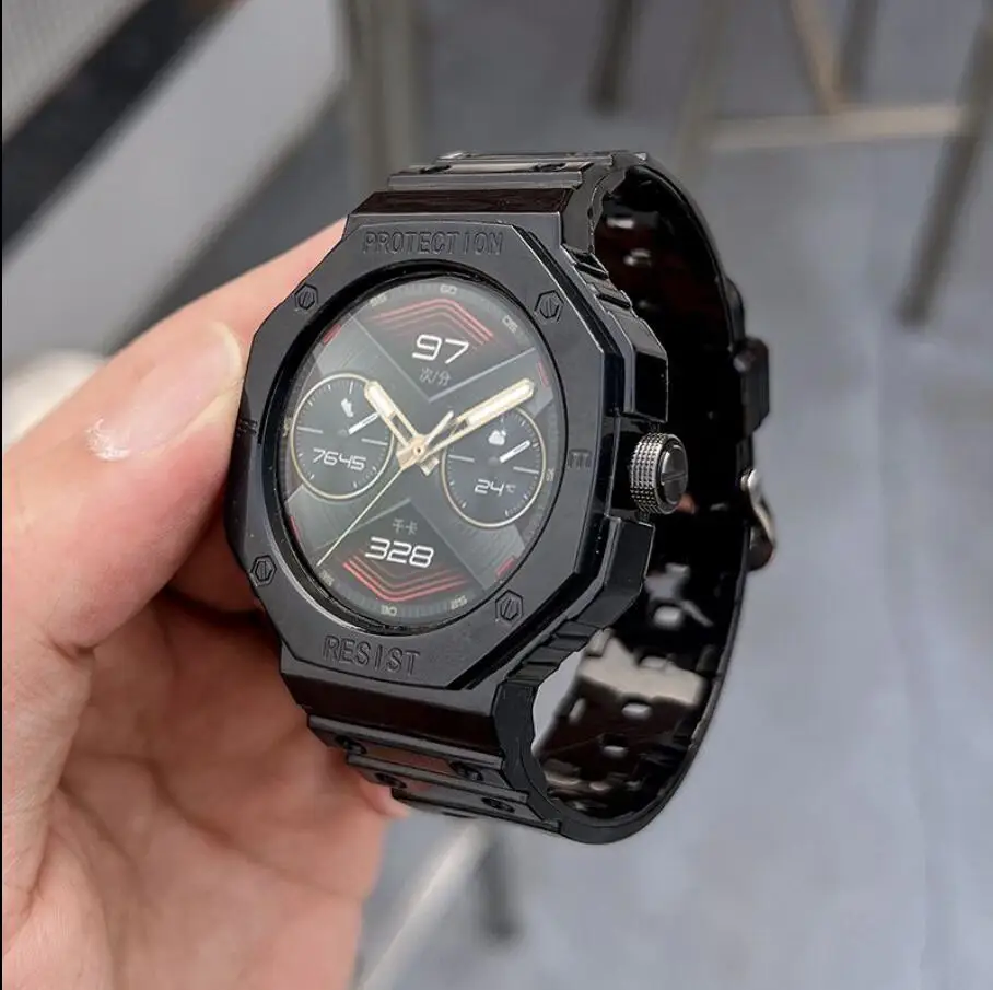 Huawei Watch gt,サイバーウォッチ,統合ストラップ,交換用ストラップ,透明シリコンケース付き