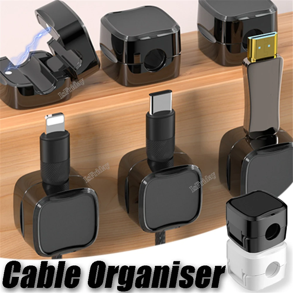 Magnetic Cable Clips Cable Organiser Adjustable Cord Holder Under Desk Organizing Cable Management Wire Organizer Cable Holder