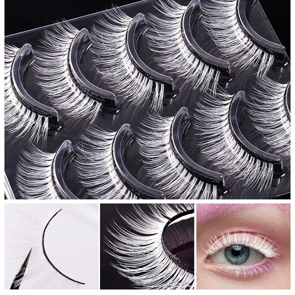 Hot 3pair White Eyelashes Makeup Natural Long Eyelashes Extension Cross Strip False Eye Lashes Beauty Makeup Tools